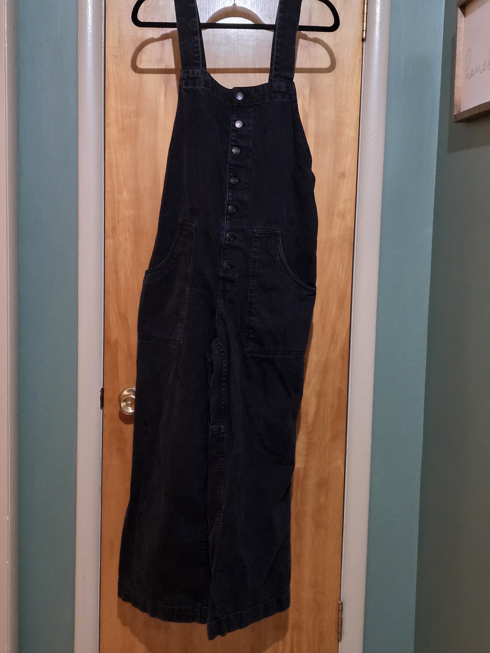 We The Free Black Women's Denim Wide Leg Overalls